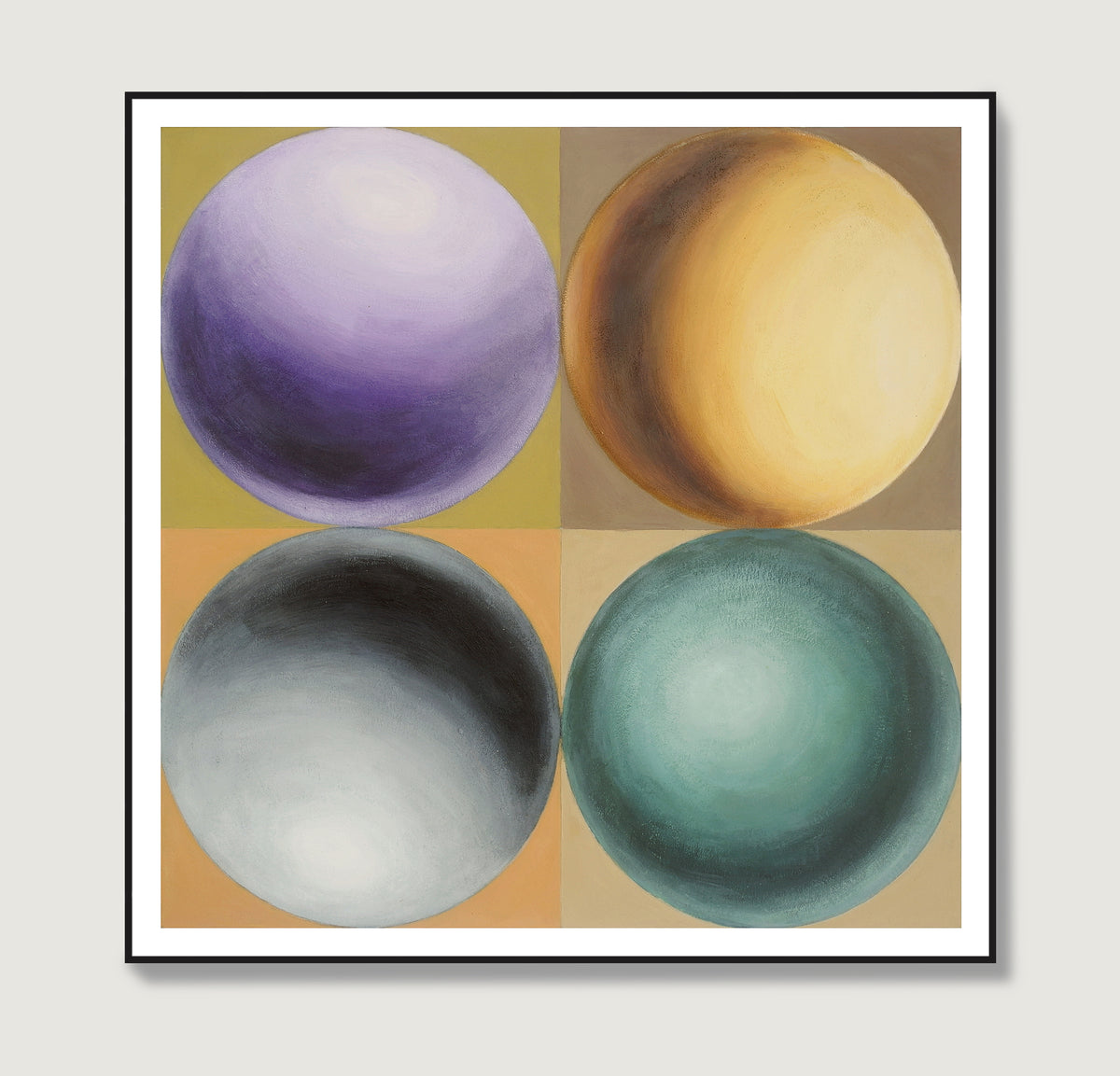 Colorful geometric art print with spheres.