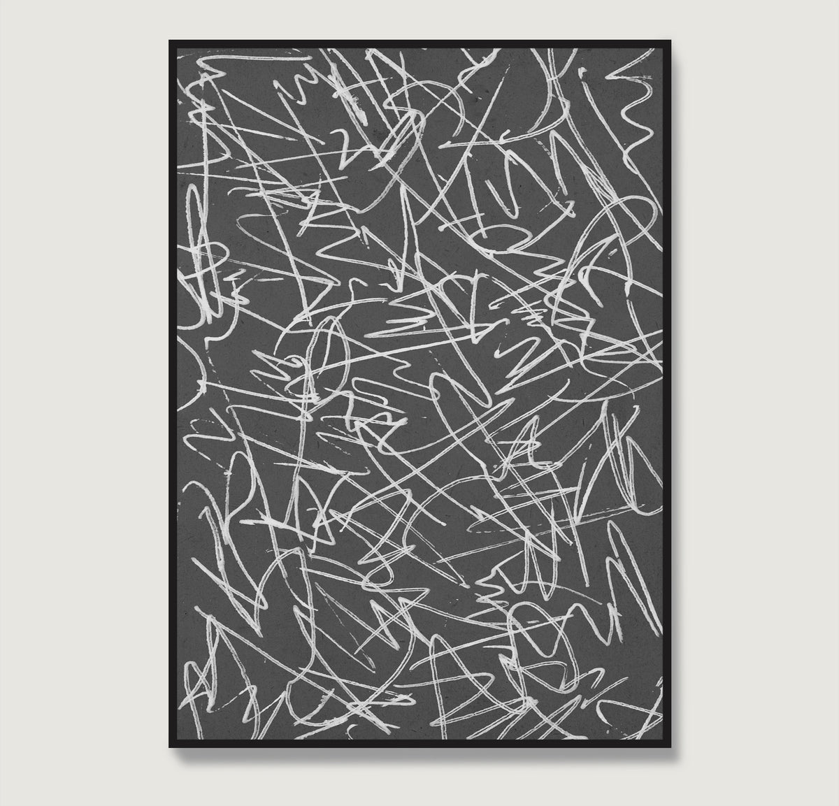 Black and white abstract art print.