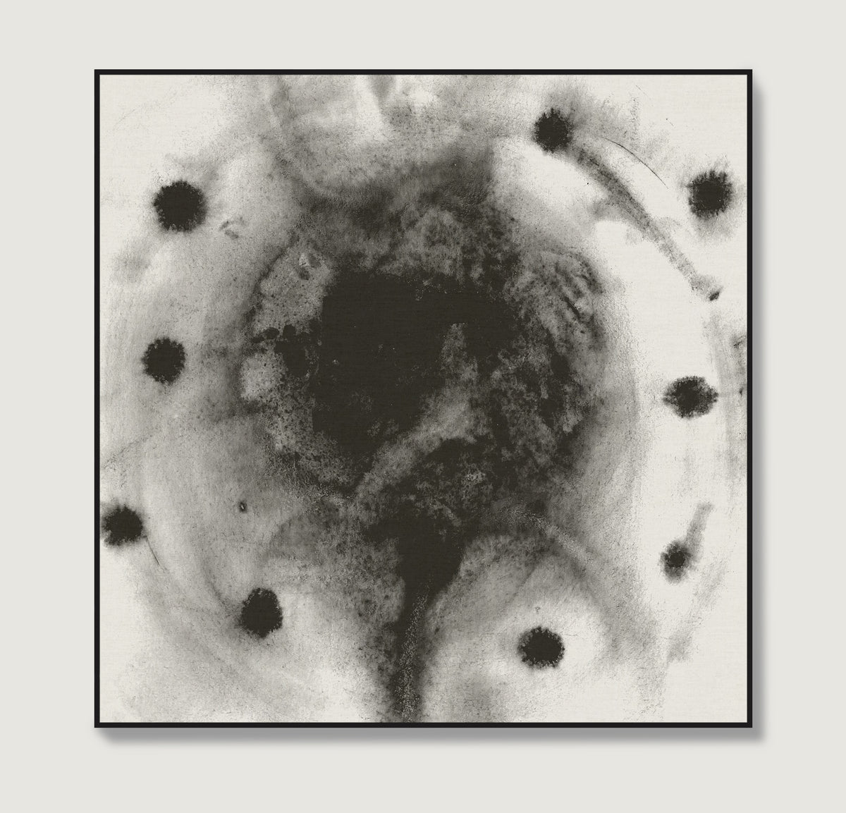 Abstract black and white art print in watercolor technique.