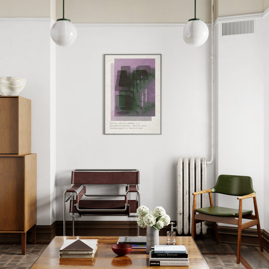 Photography artistic, graphic art print in a vintage style interior.