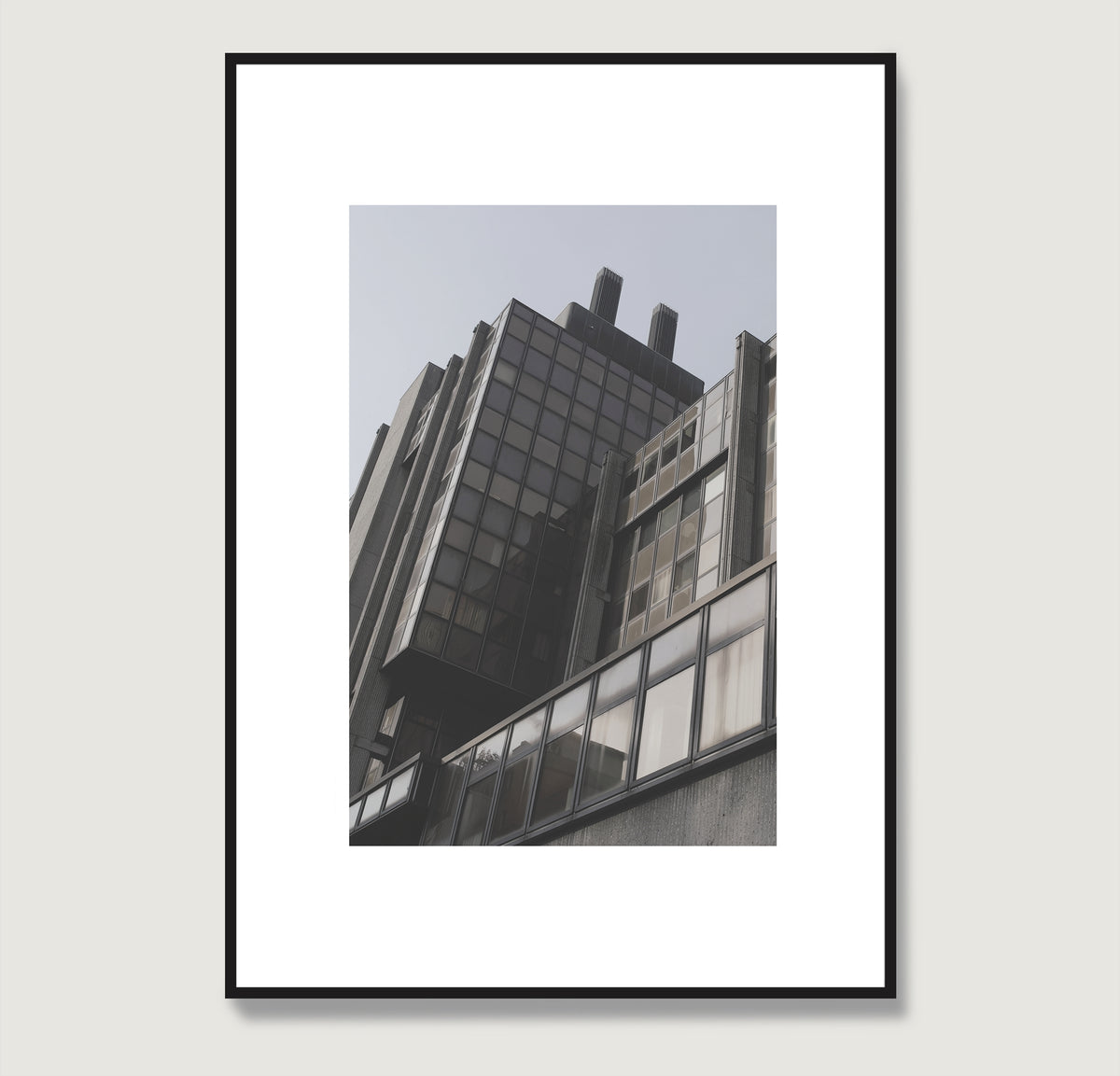 Urban photography art print of a modern office building.