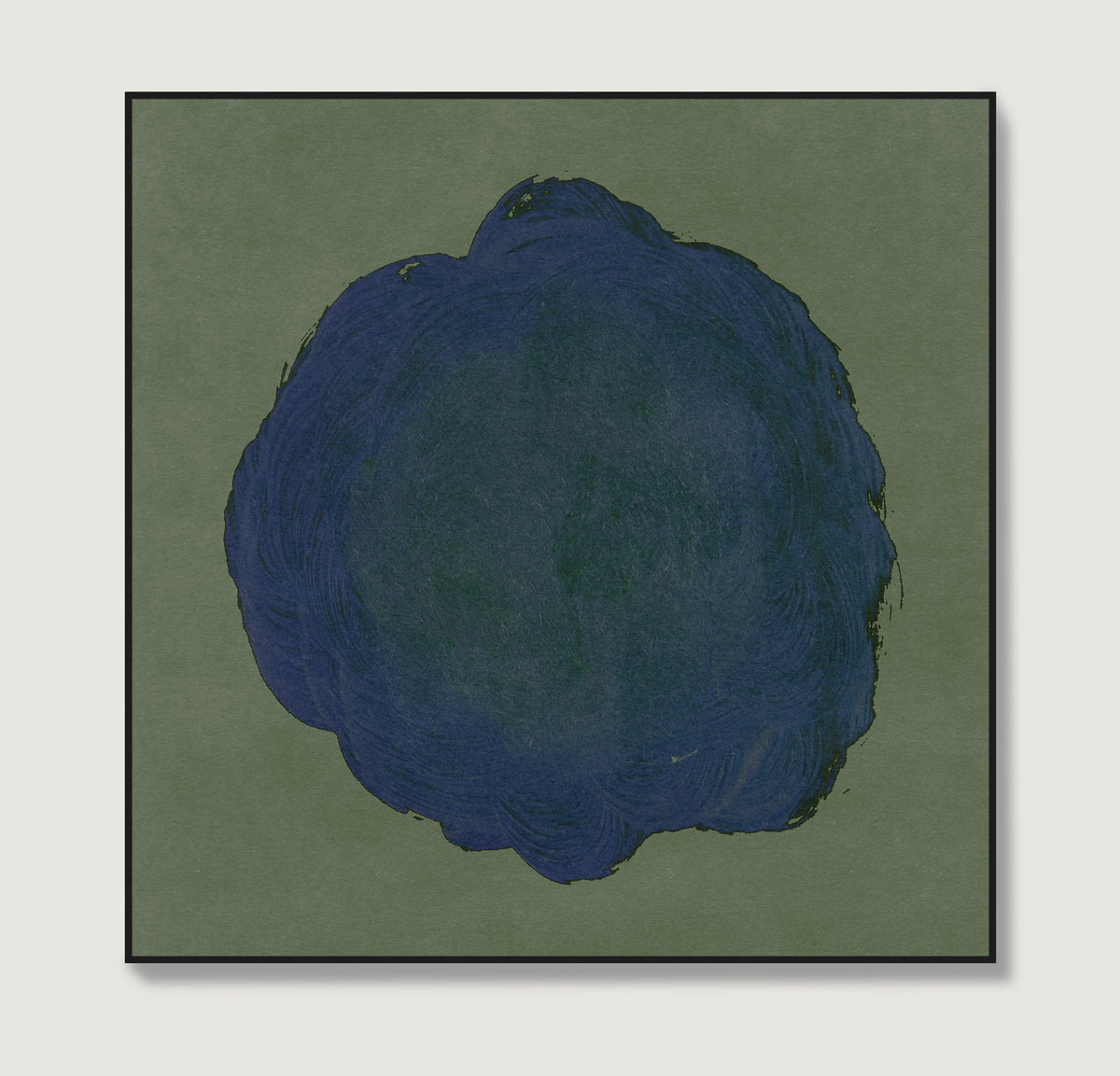 Blue on green abstract contemporary art print.