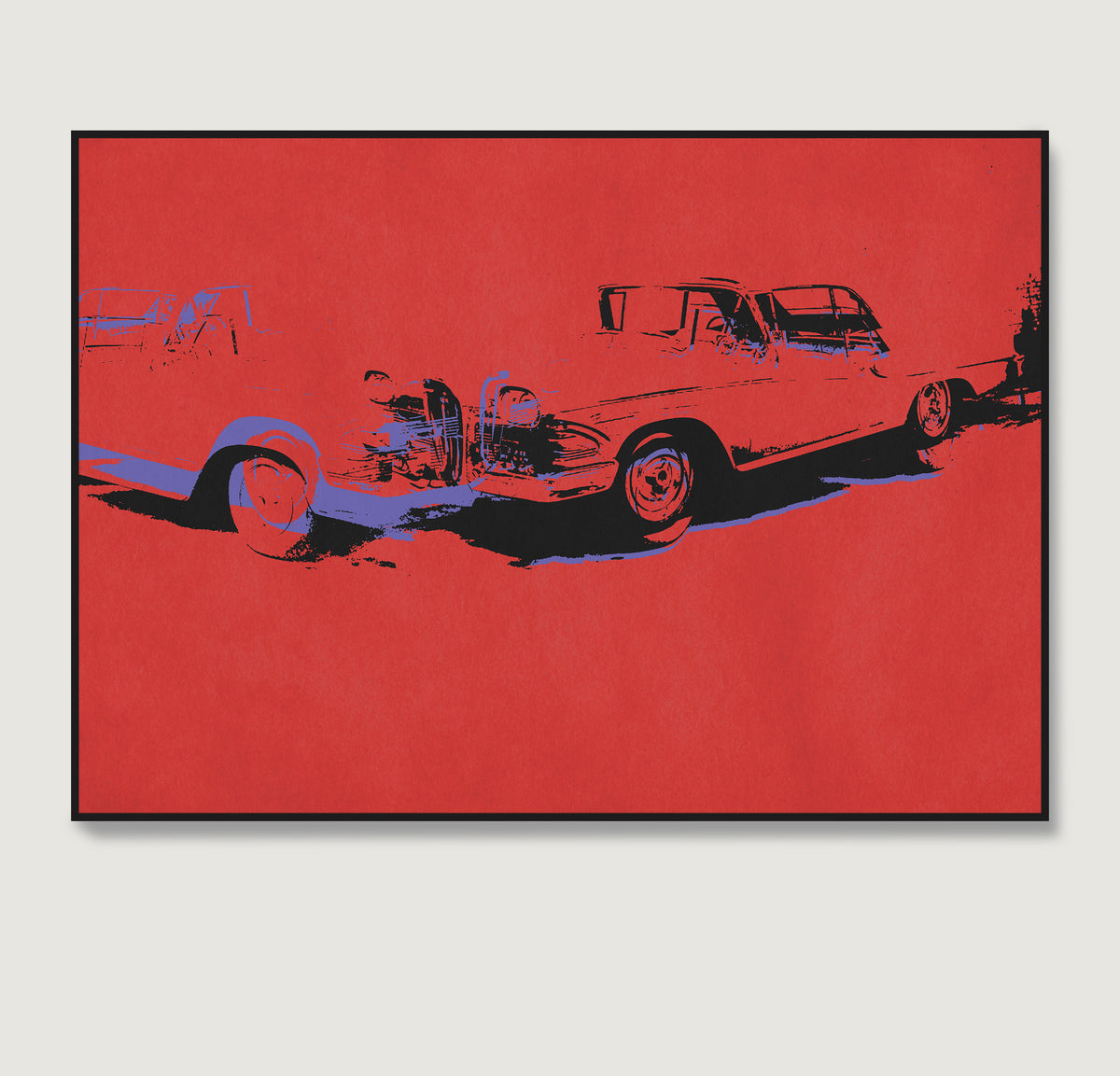 Red car crash pop art art print.