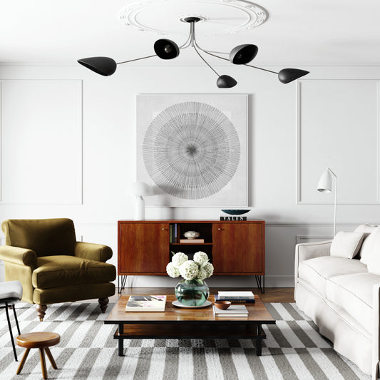 Abstract lines minimalist contemporary art print in a luxury living room.