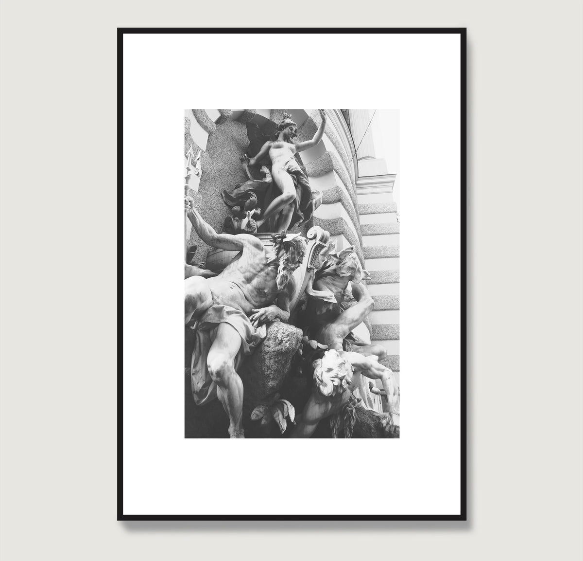 Baroque sculptures black and white photography art print.