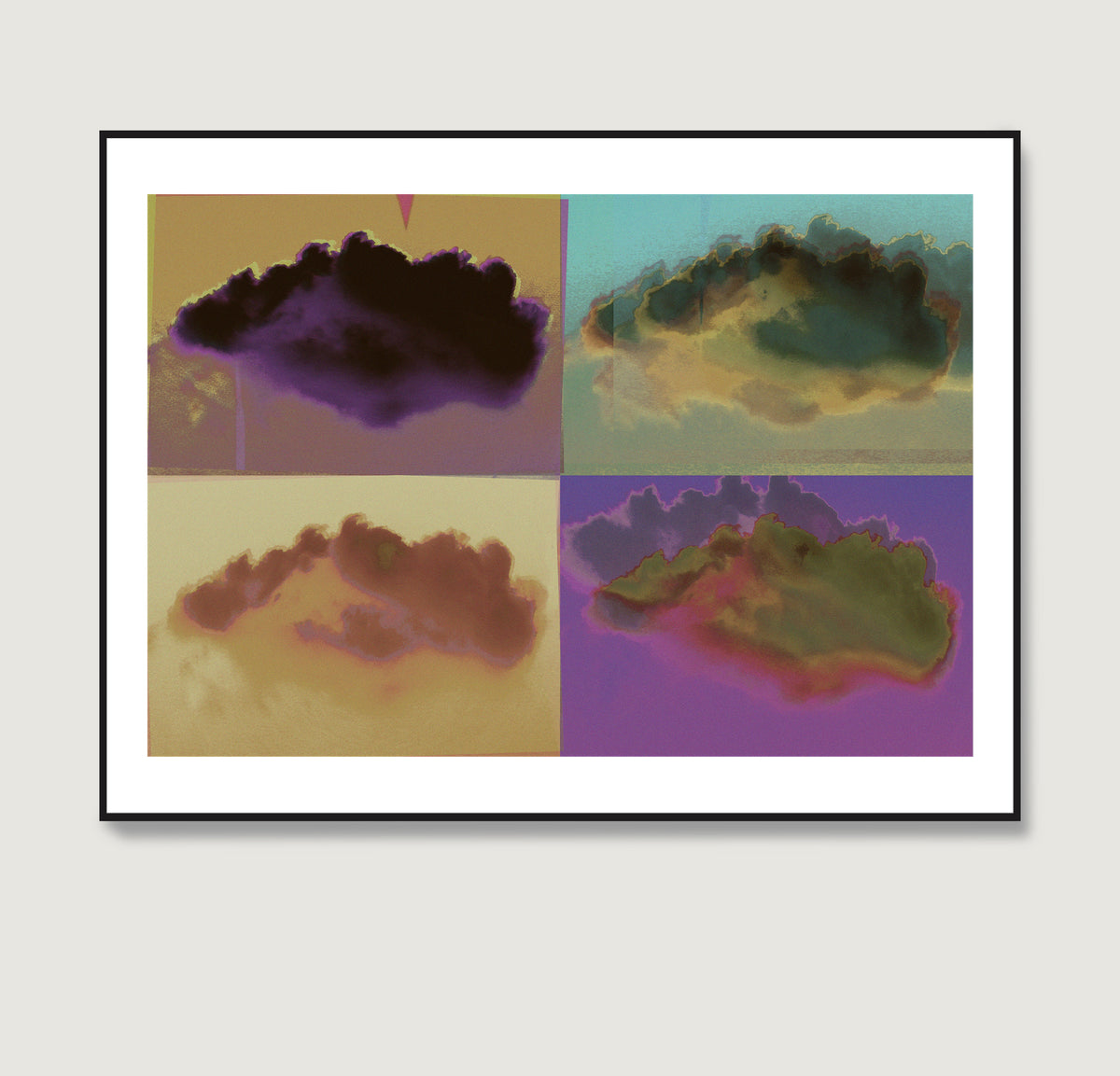 Pop art clouds colorful art print.
