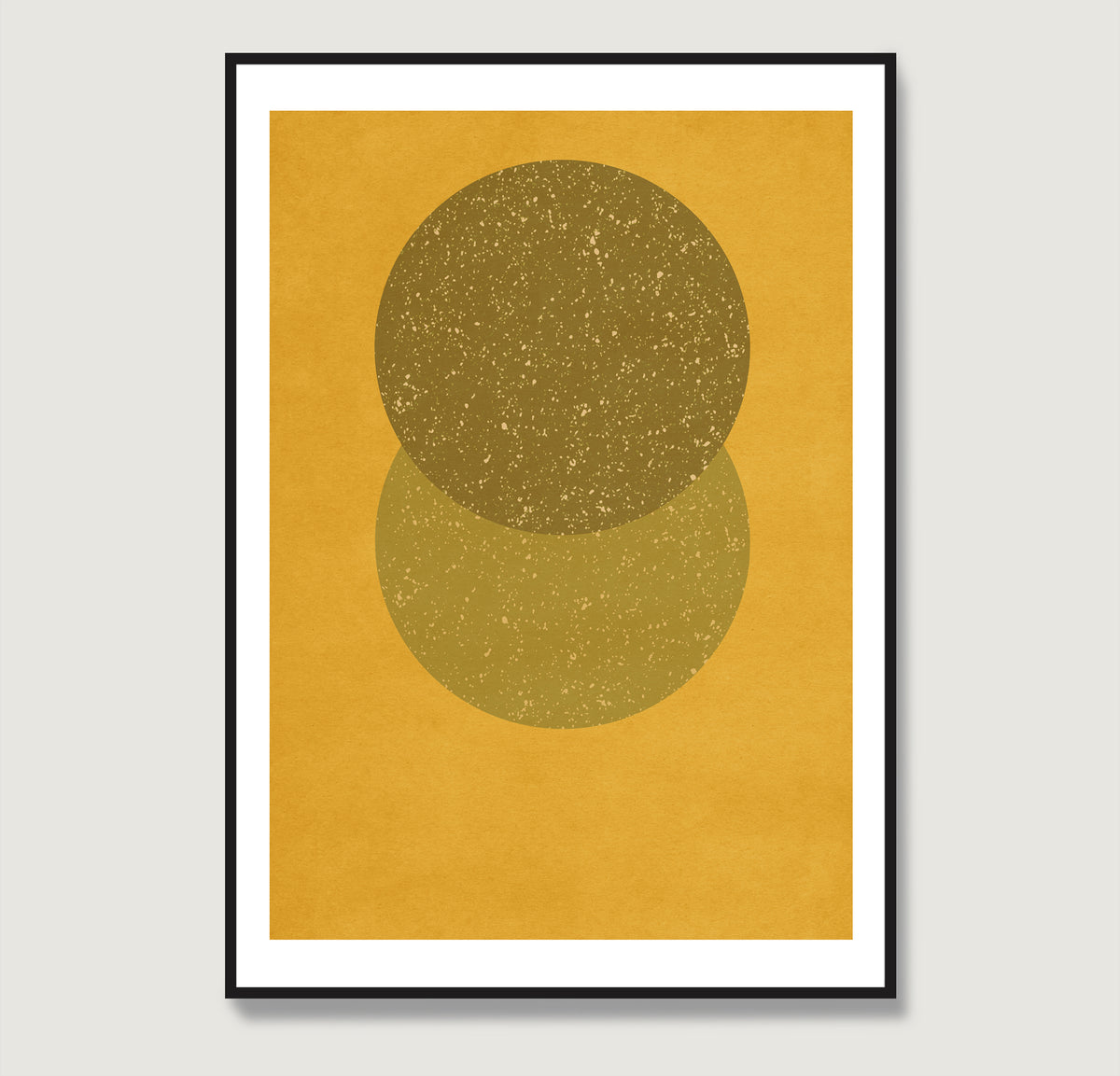 Yellow geometric abstract art print.