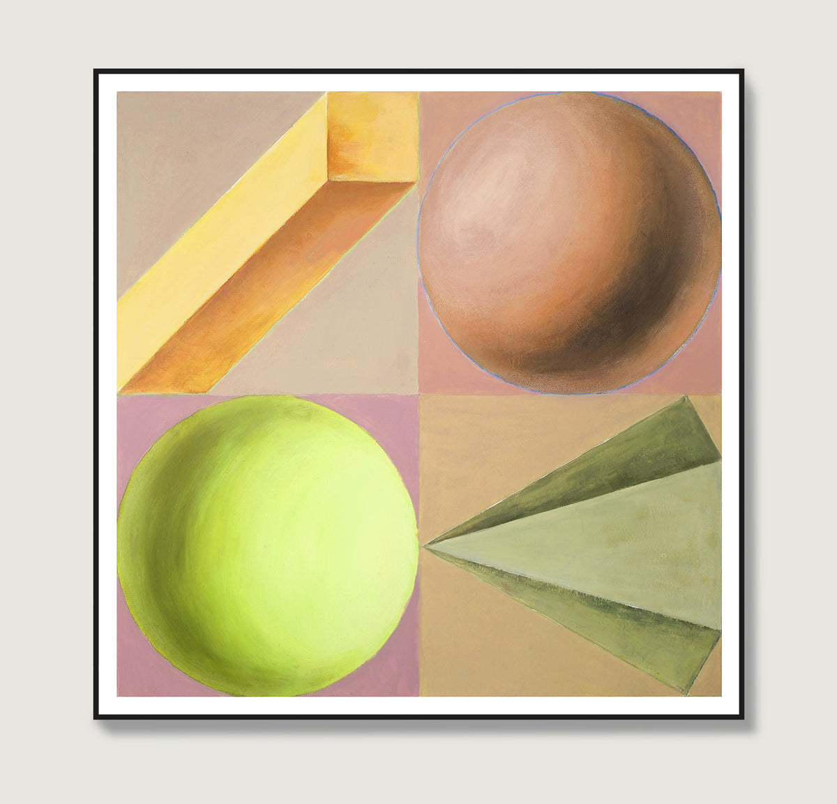 Pastel colors playful geometric shapes art print.