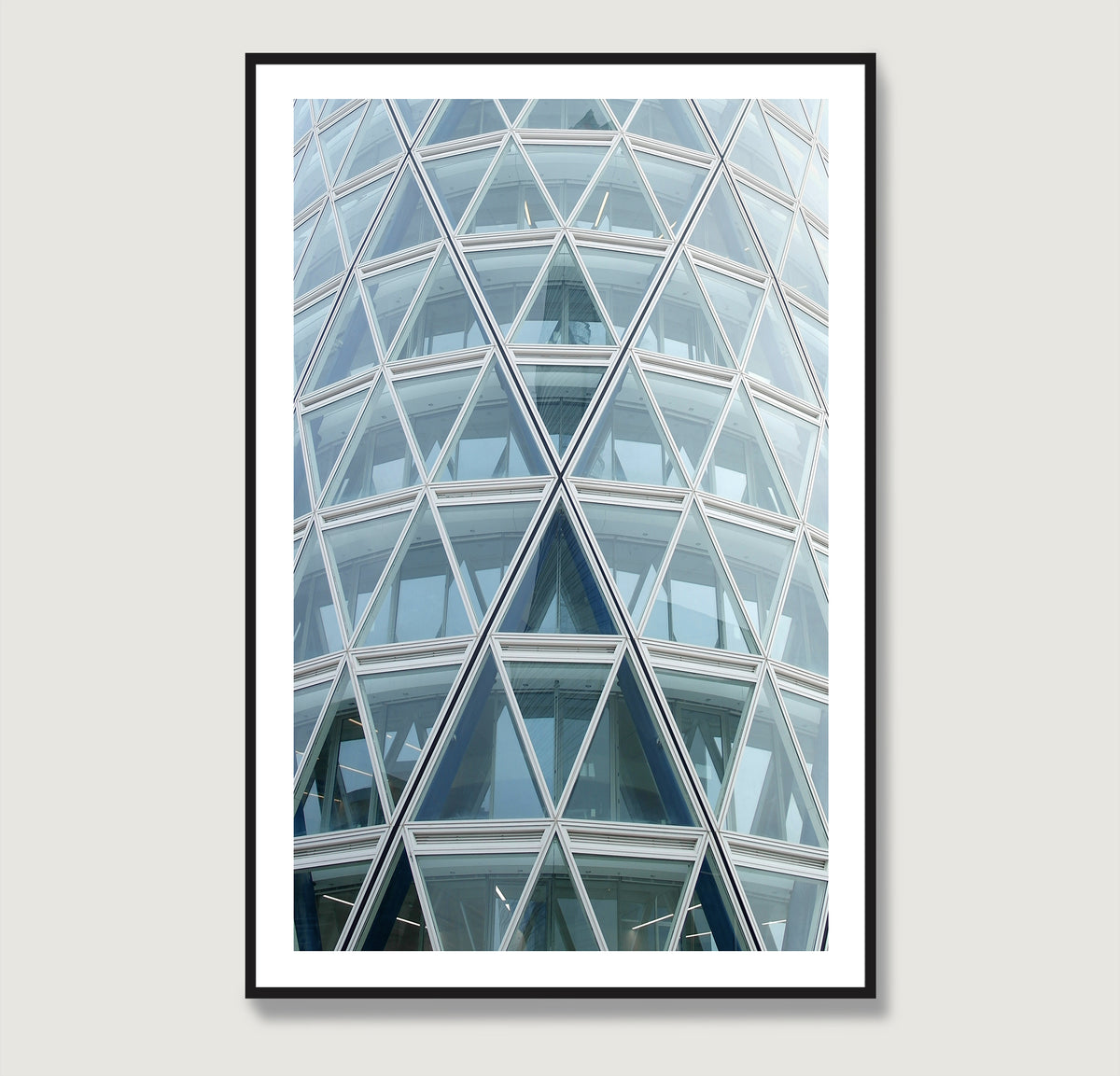 Abstract, geometric, modern architectural corner of Milan, pale blue photography art print.