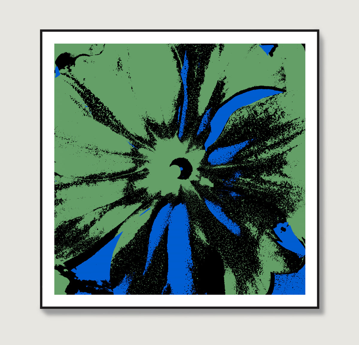 Blue and green flower pop art art print.