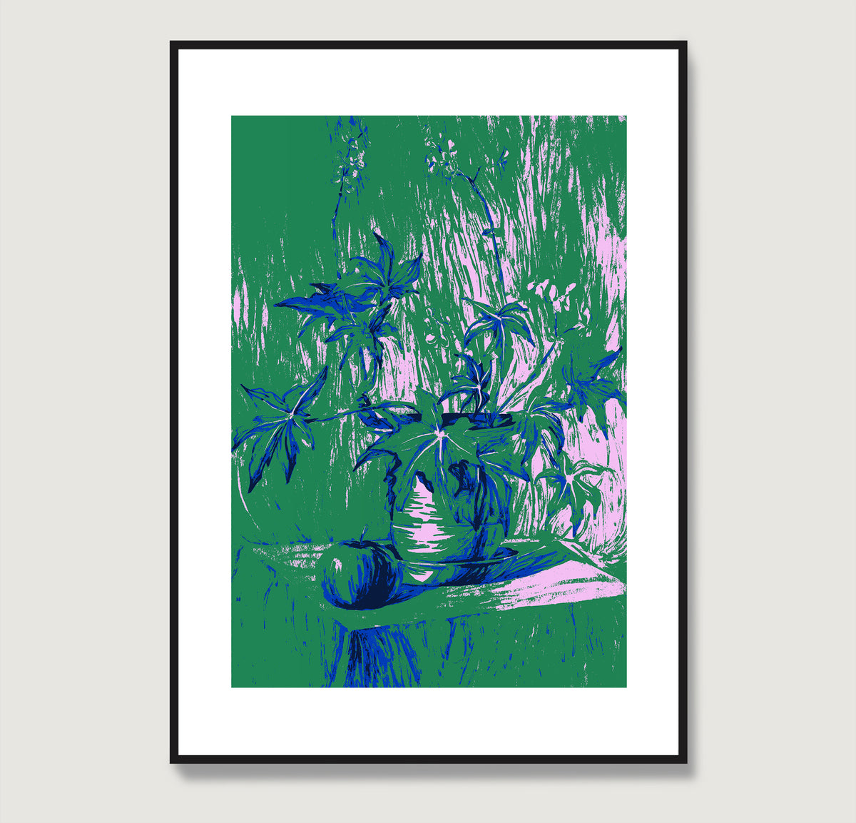 Still life with plant green graphic art print.