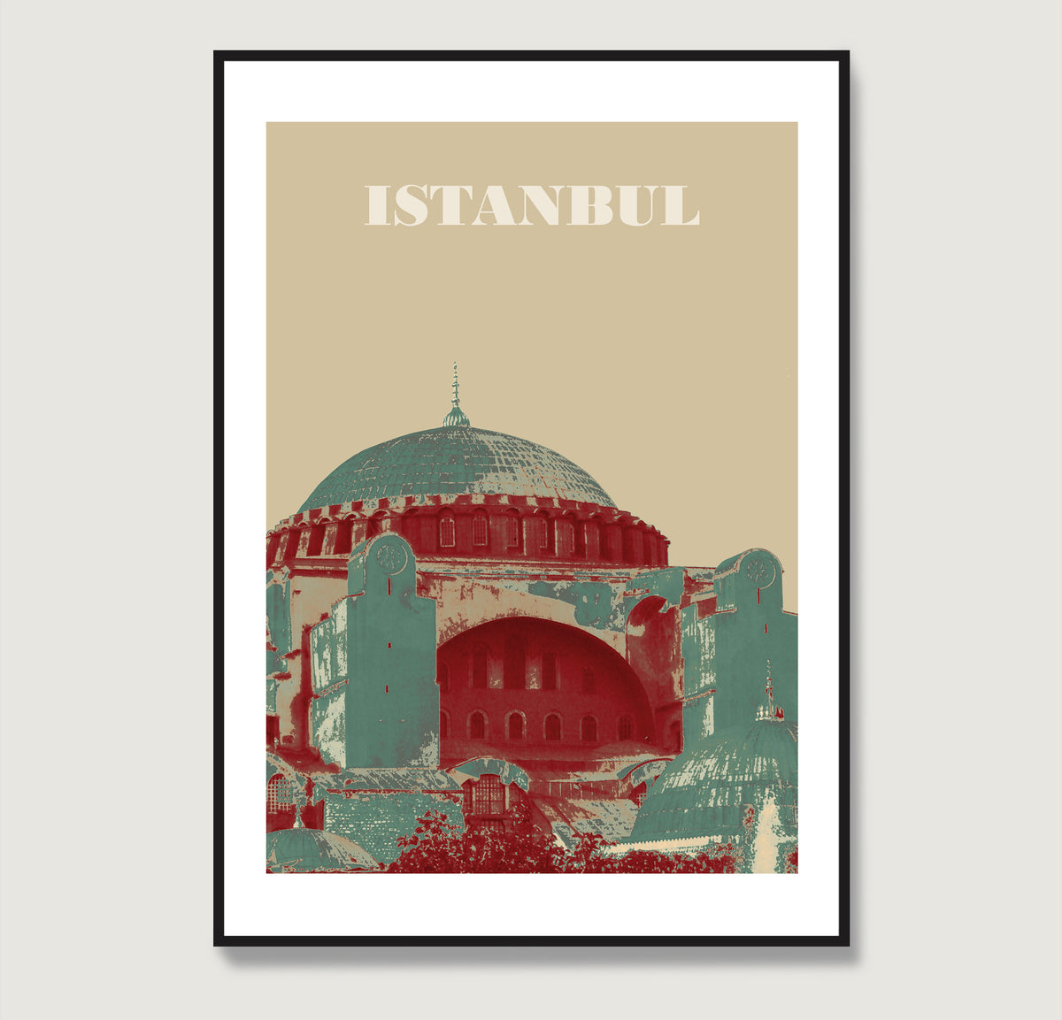 Travel poster Istanbul landmark art print.