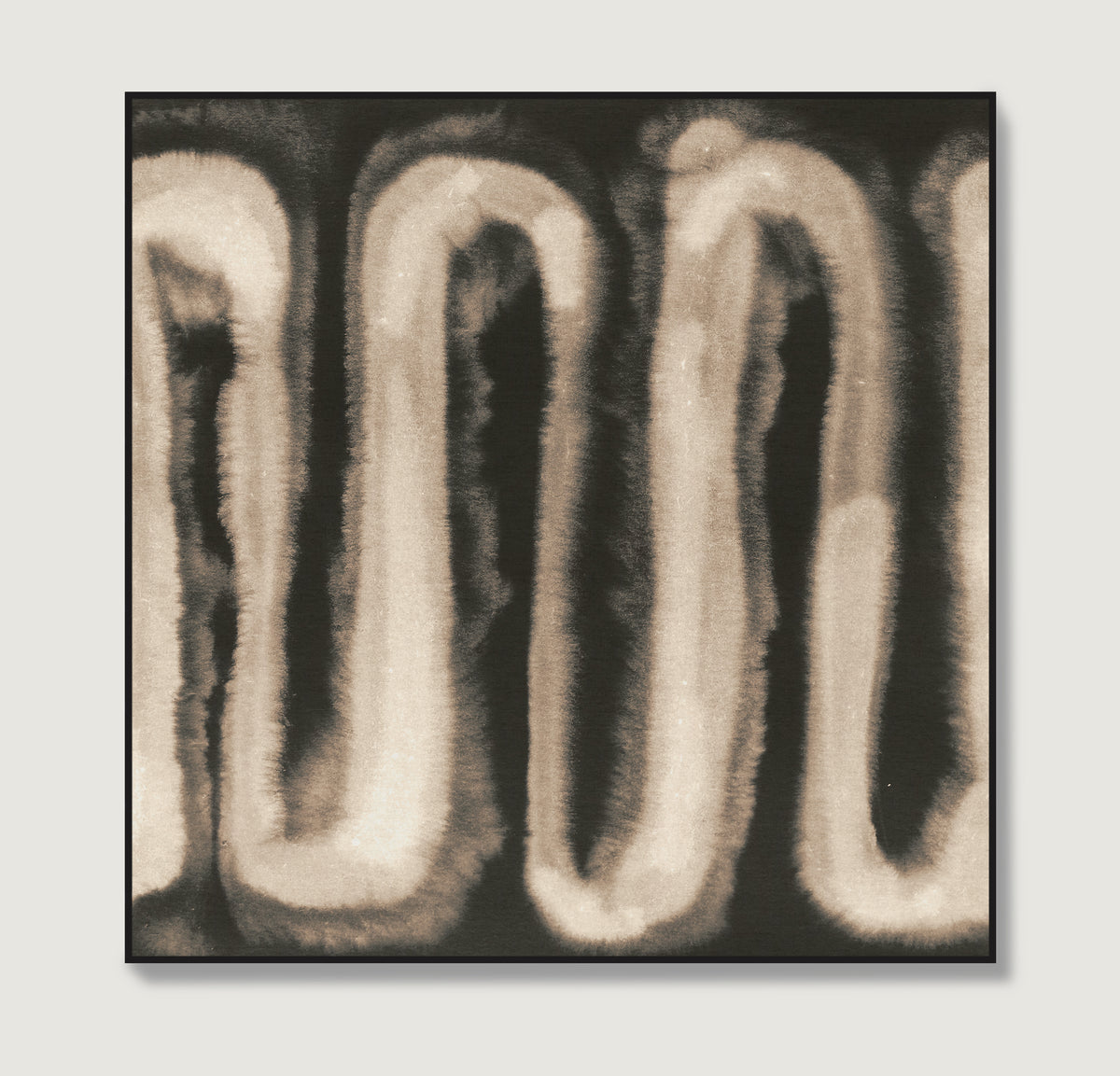 Monochrome watercolor abstract art print.