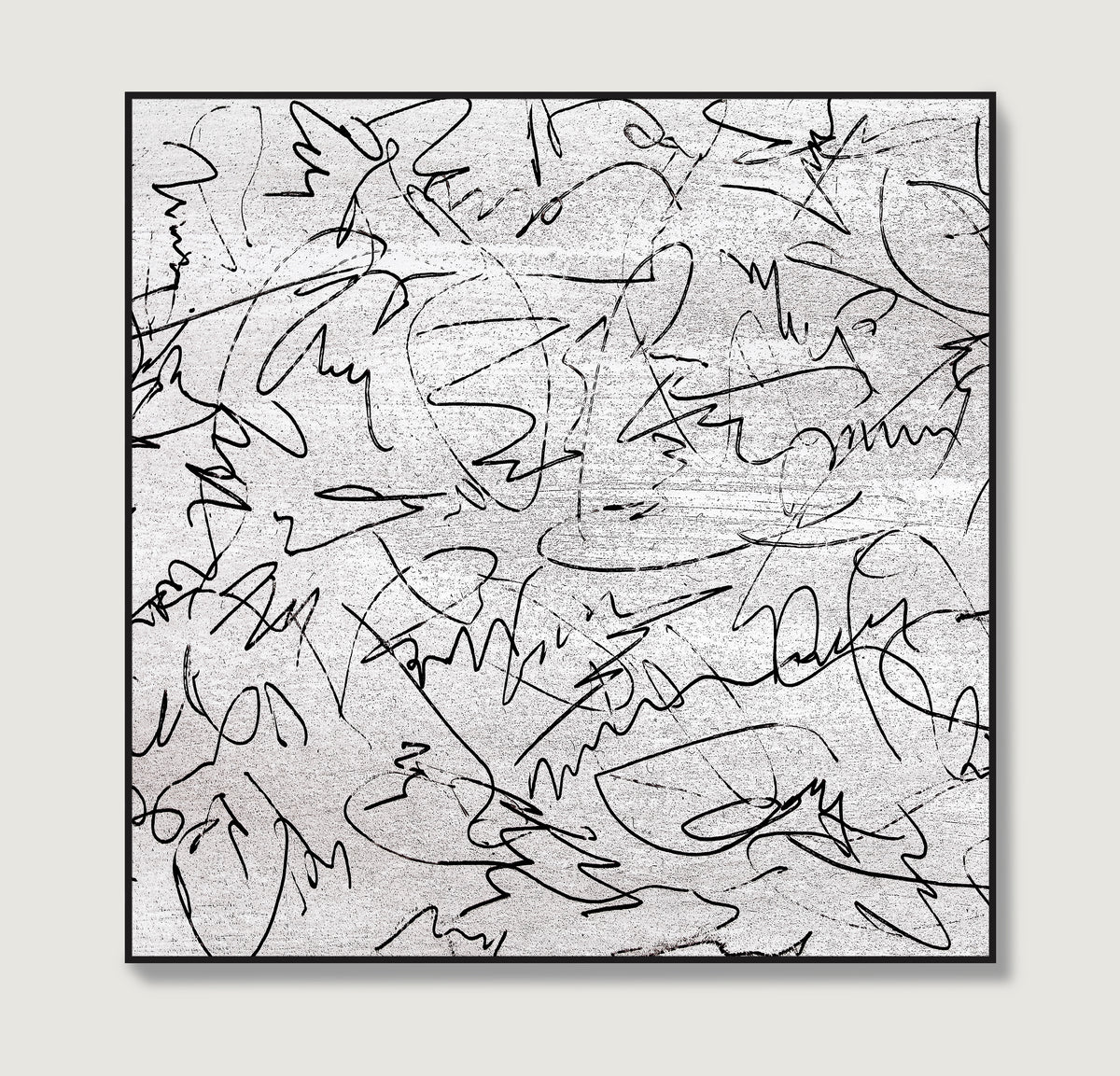 Black and white, abstract lines, contemporary art print.