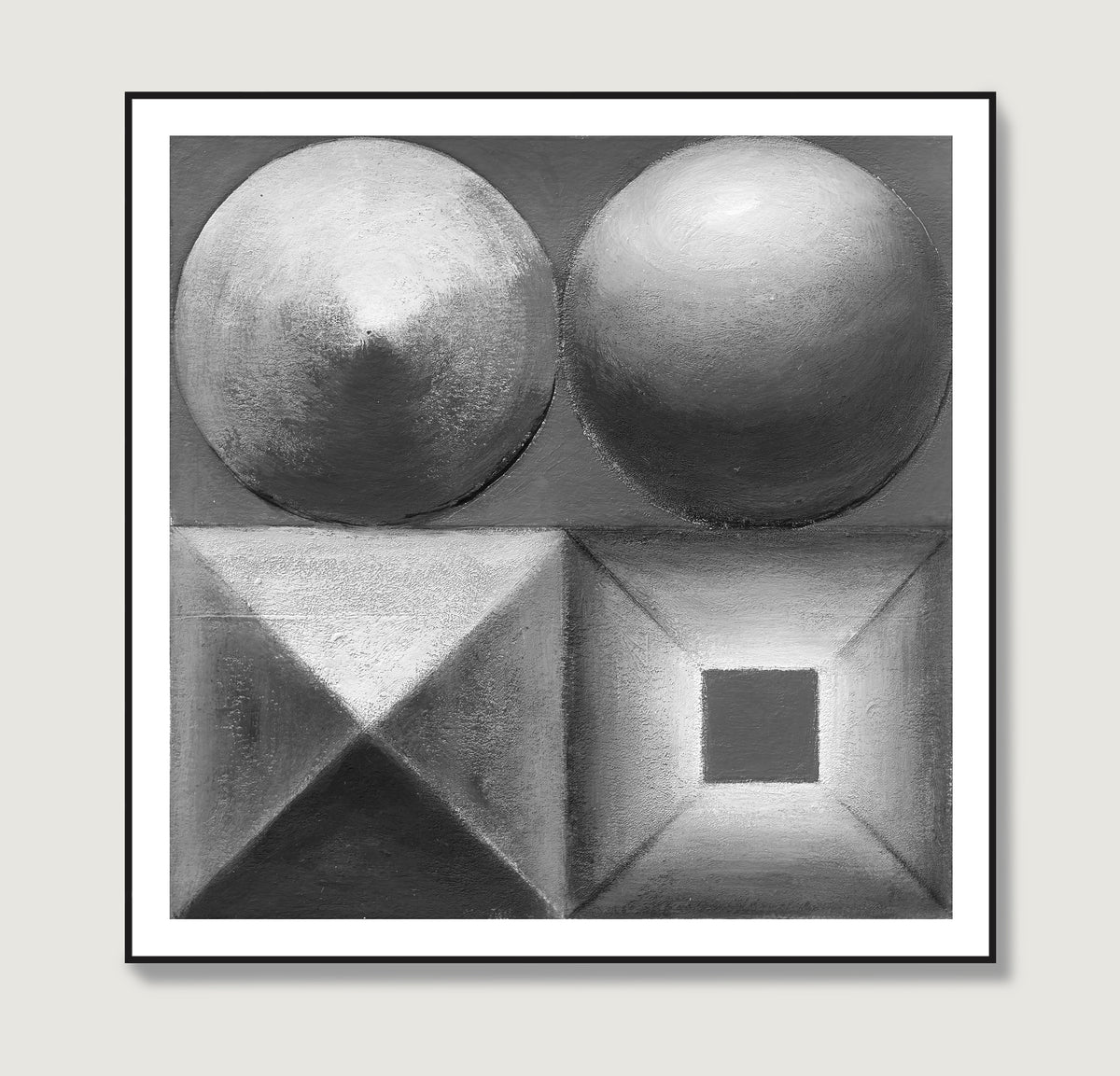 Black and white abstract geometric art print.