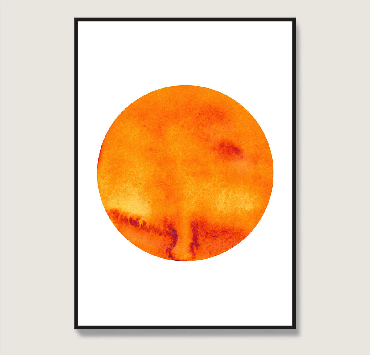 Orange planet minimalist graphic art print.