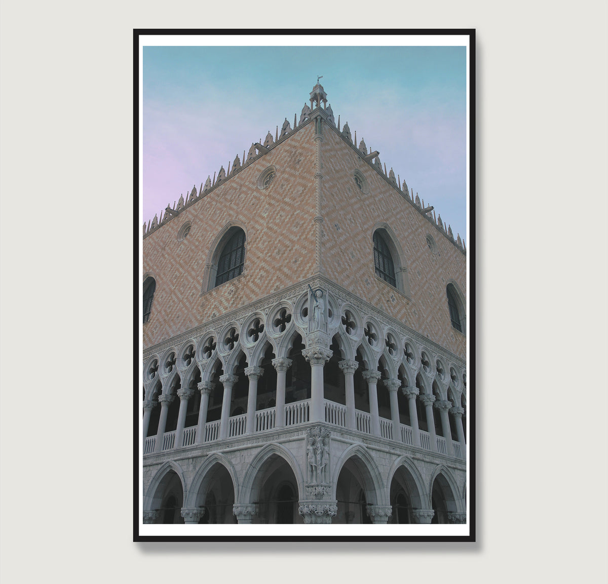 Architectural rich corner of an old Venetian building, pastel colors photography art print.