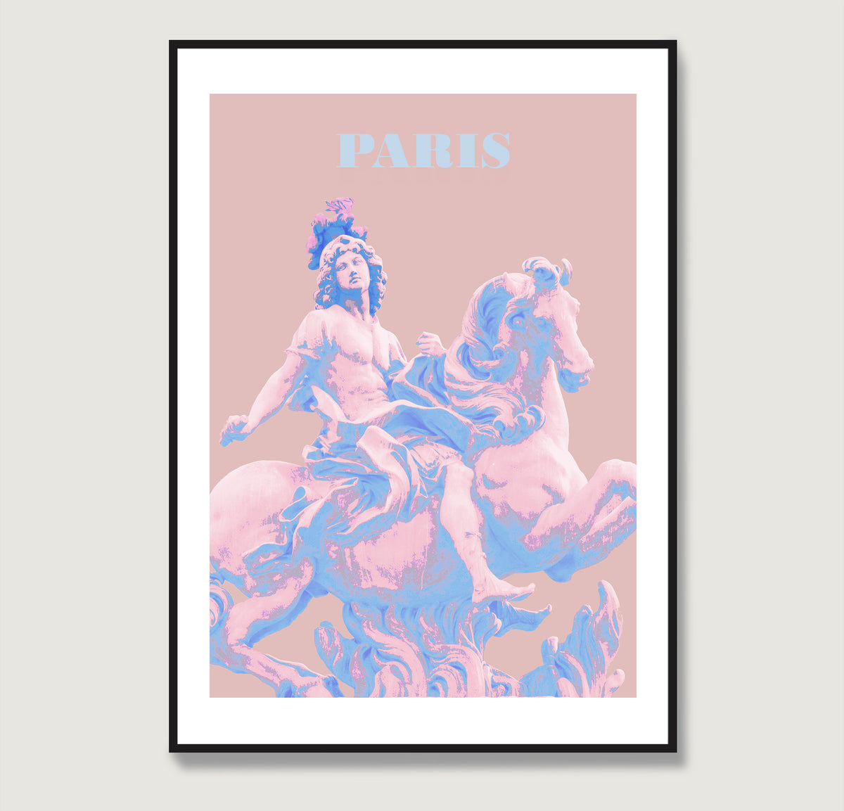 Travel poster Paris landmark pastel colors art print.