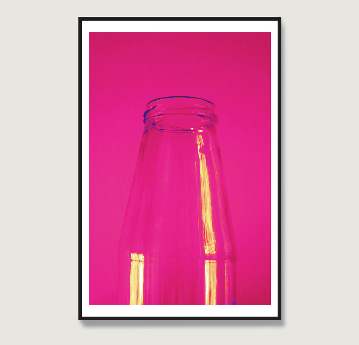 Minimalist intense neon pink art print.