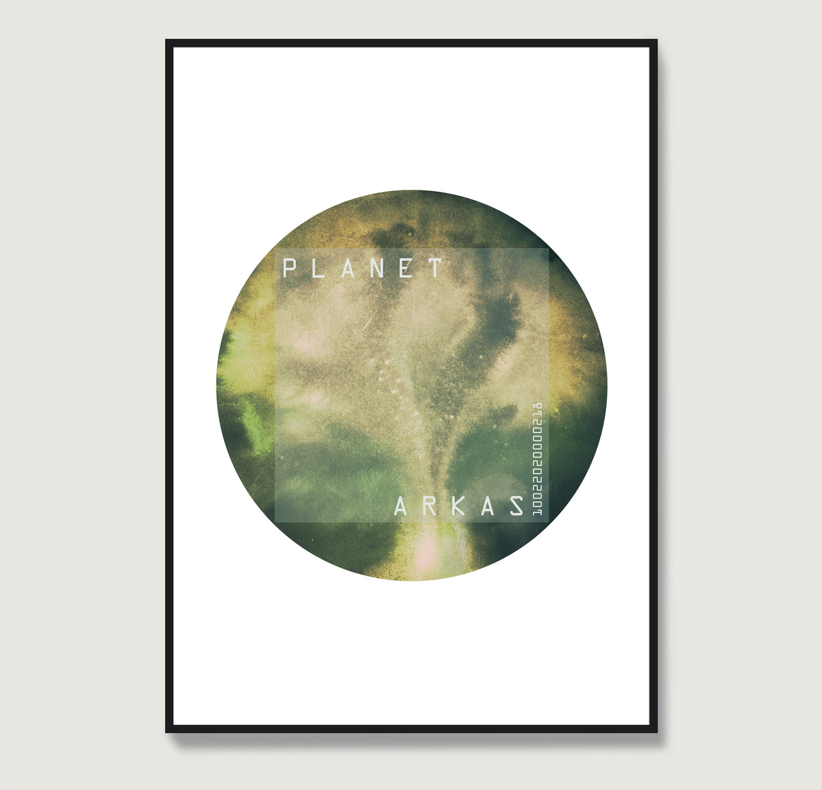 Green planet minimalist watercolor graphic art print.