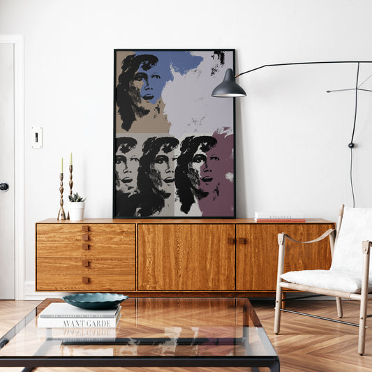 Pop art art print in a mid-century modern interior.