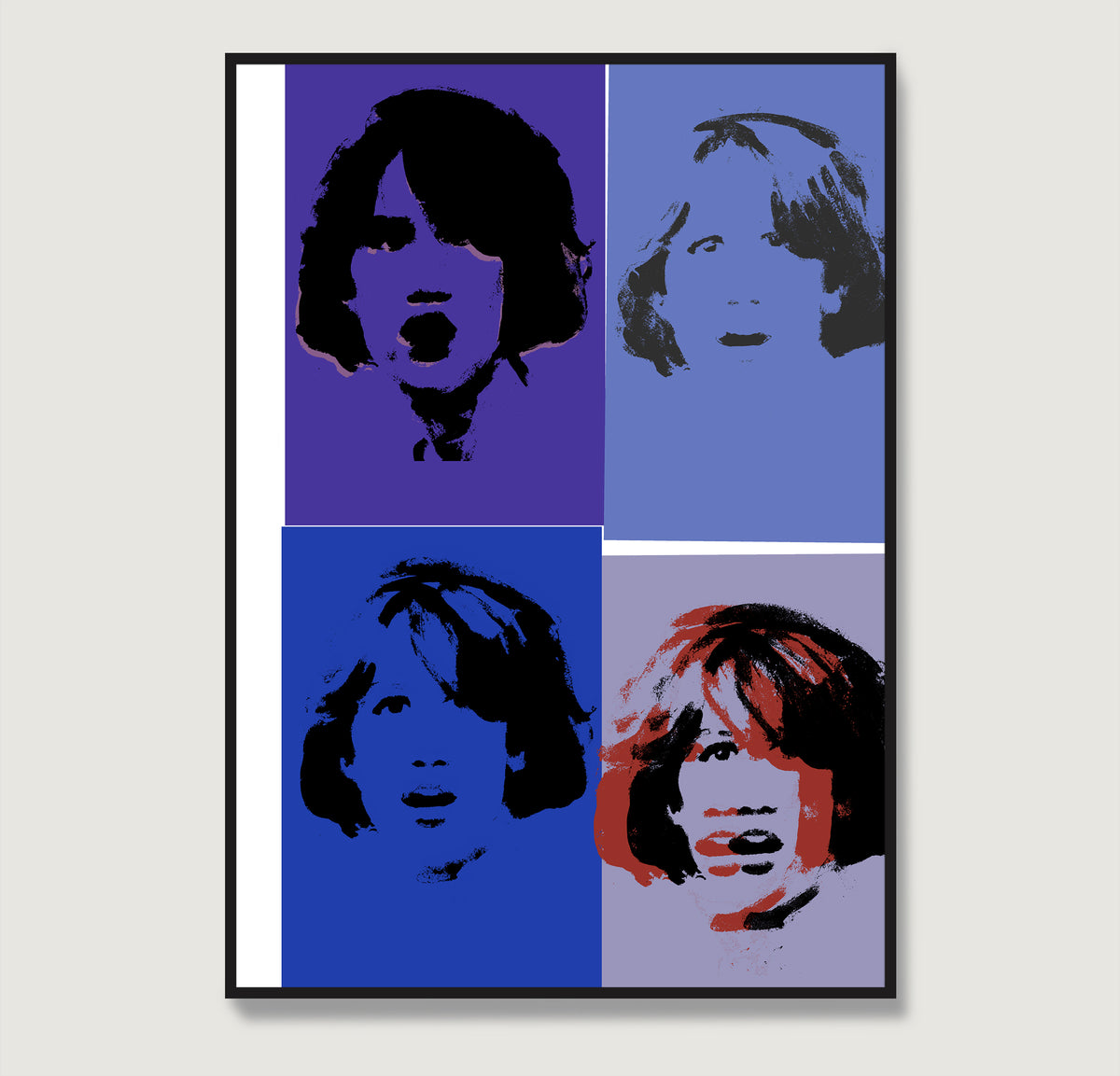 Blue portrait repetition pop art art print.