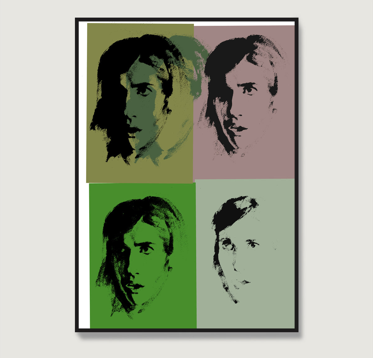 Green portrait repetition pop art art print.