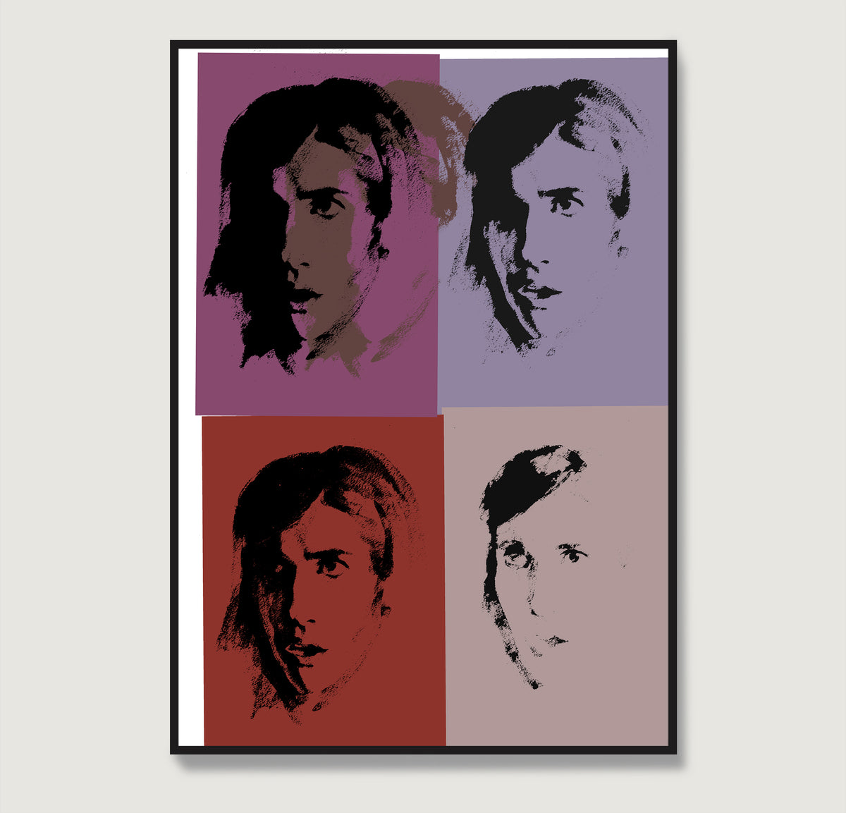Pink portrait repetition pop art art print.