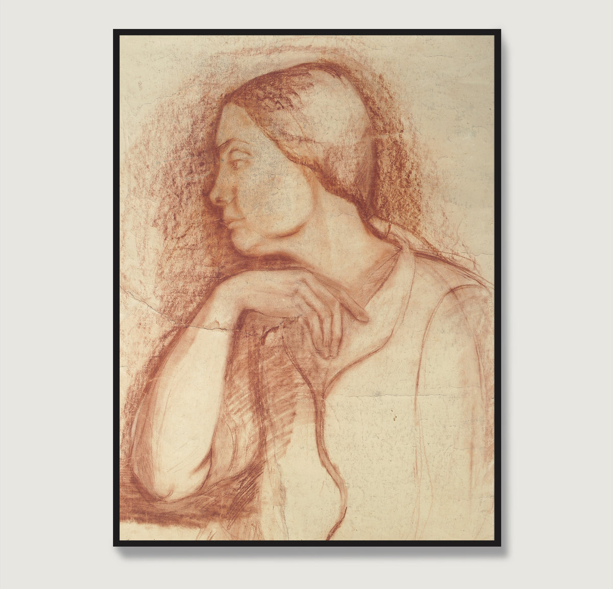 High quality limited edition framed fine art print depicting a sanguine portrait of a lady.