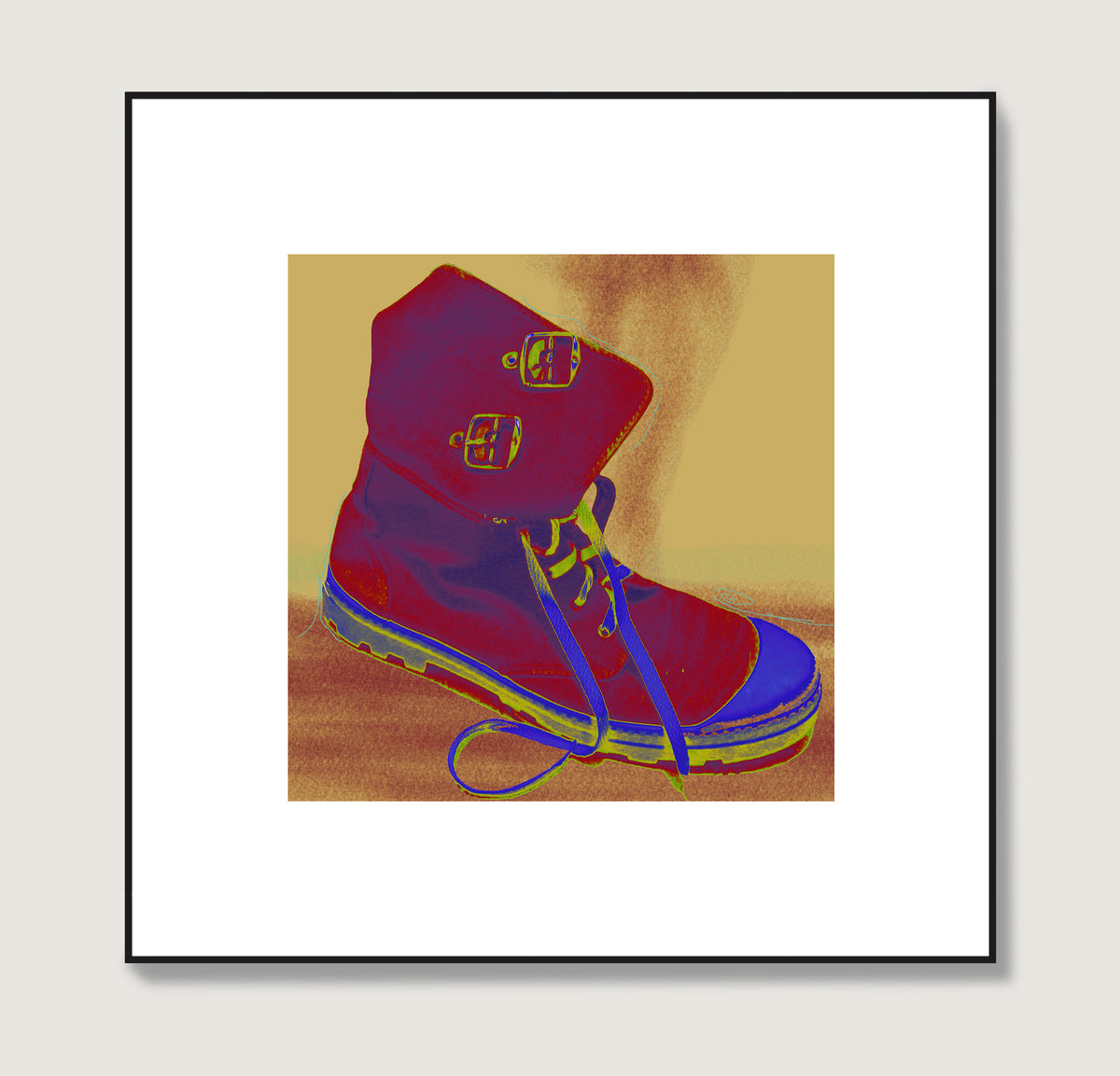 Red boot, colorful pop art art print.