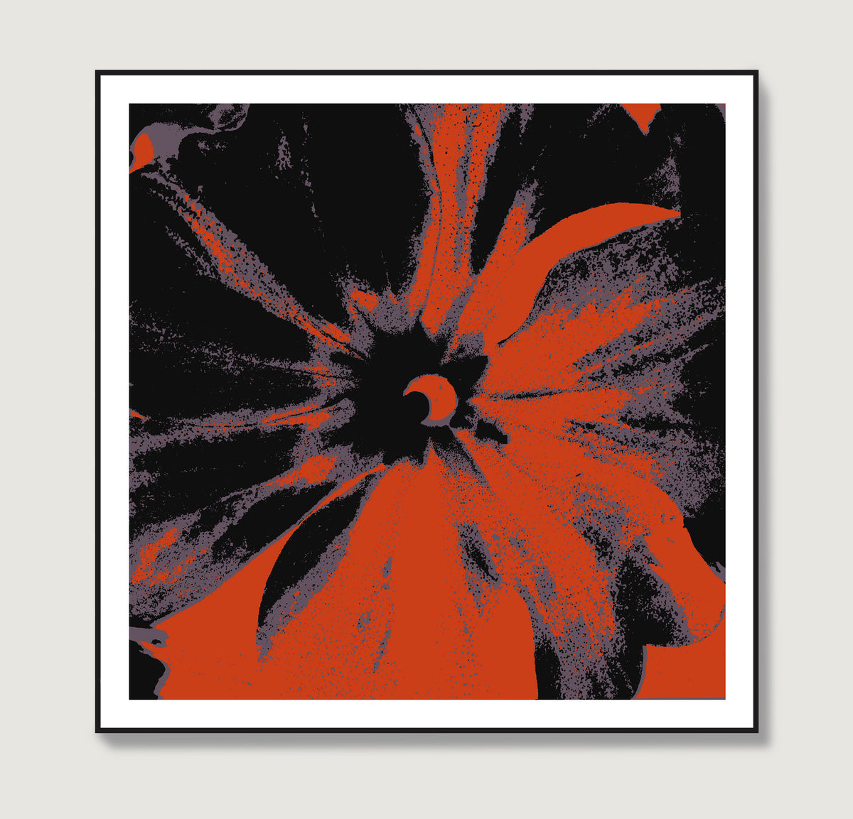 Black and red flower pop art art print.