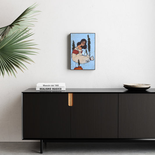 Figurative artistic painting in a modern interior.