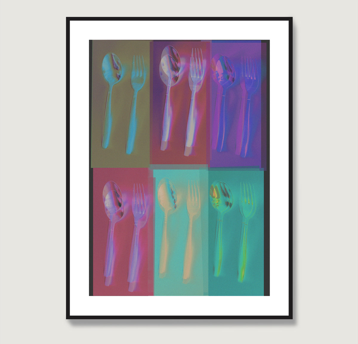Silverware repetition colorful pop art art print.
