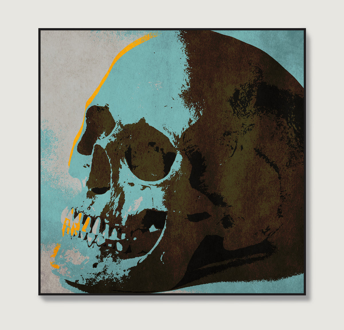 Blue skull pop art art print.