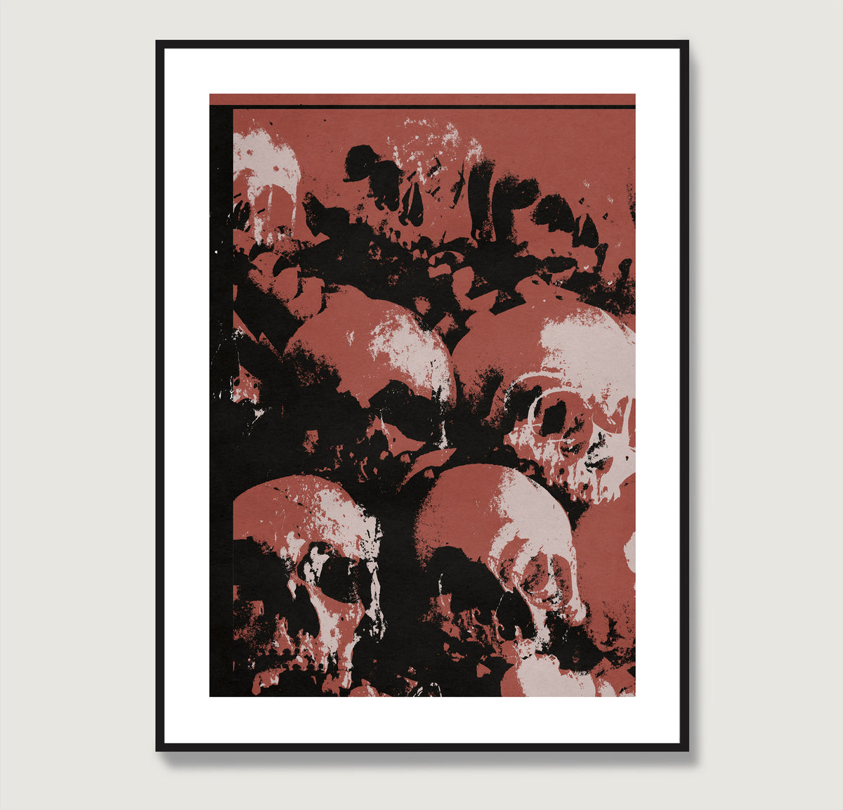 Multiple skulls red pop art art print.