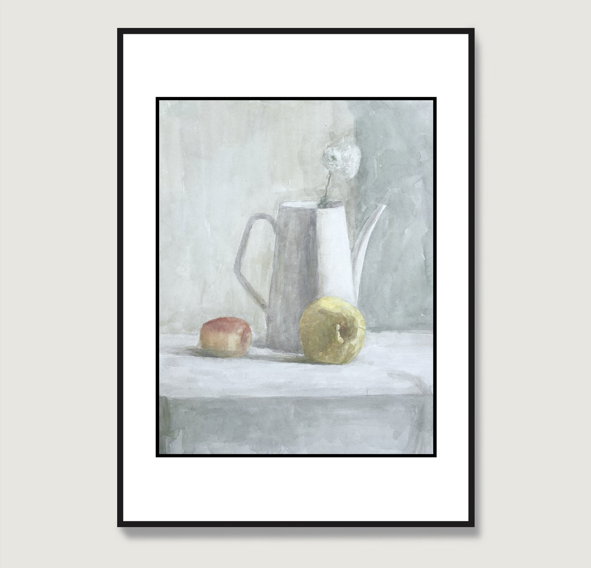 White still life watercolor study art print.