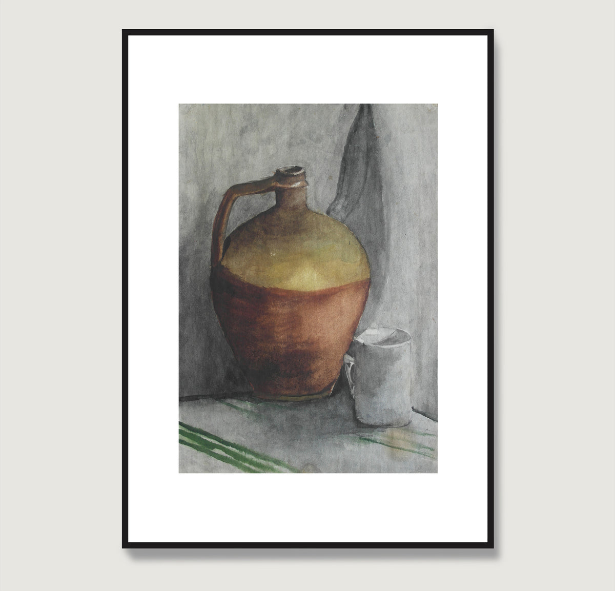 Naive watercolor still life study art print.