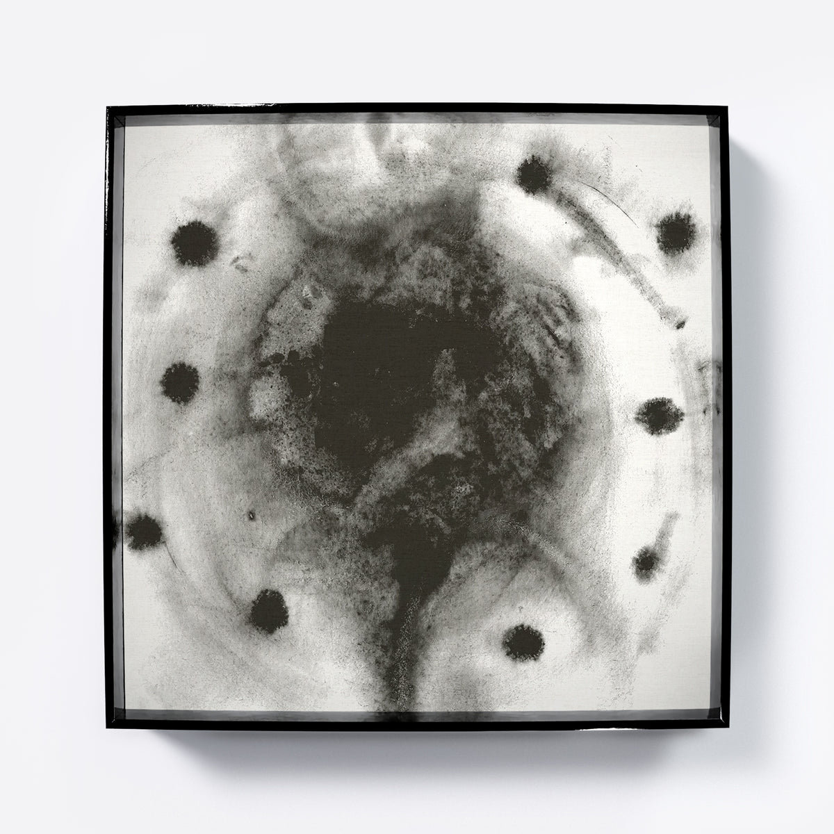 Abstract black and white art print in watercolor technique.