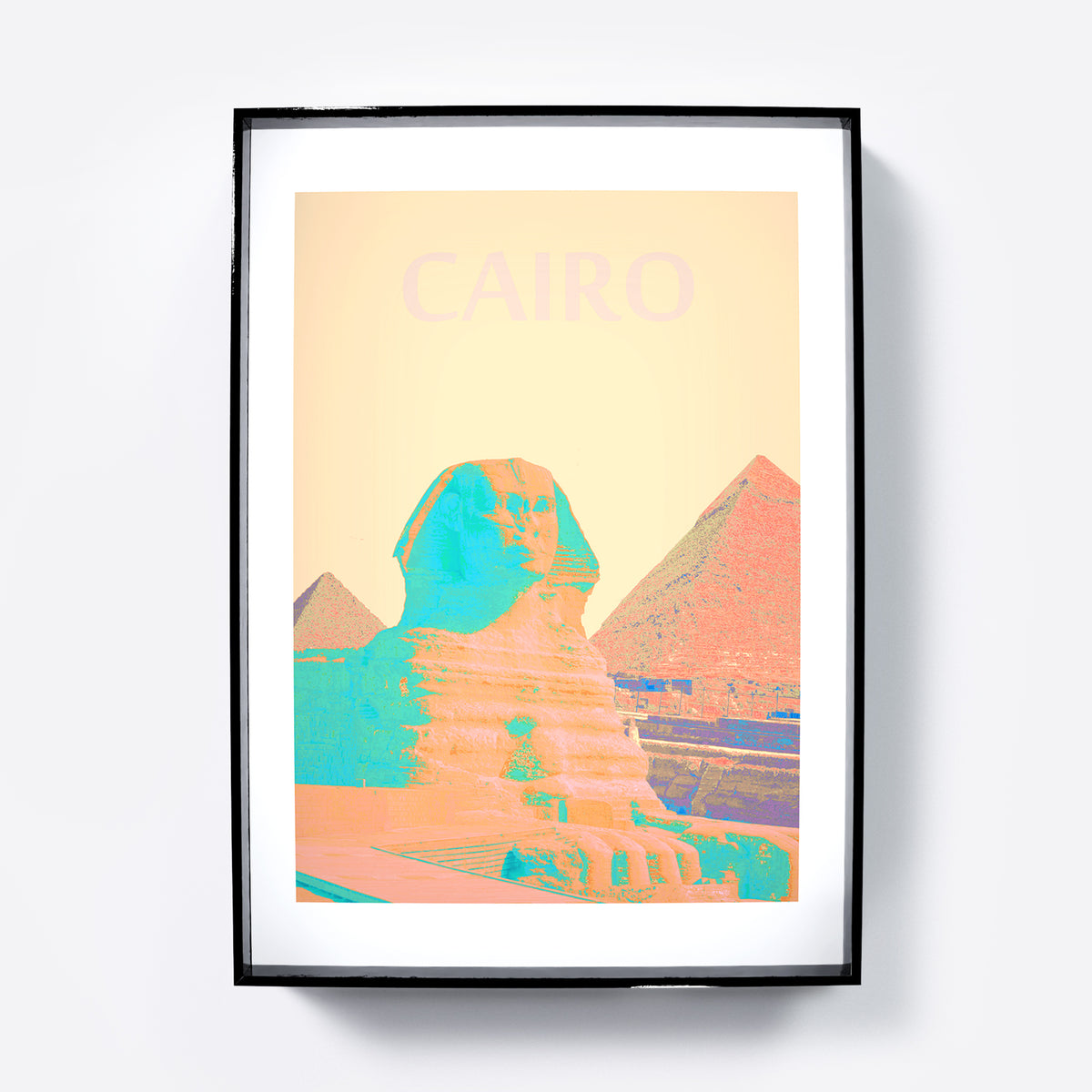 Travel poster Cairo landmark colorful art print.