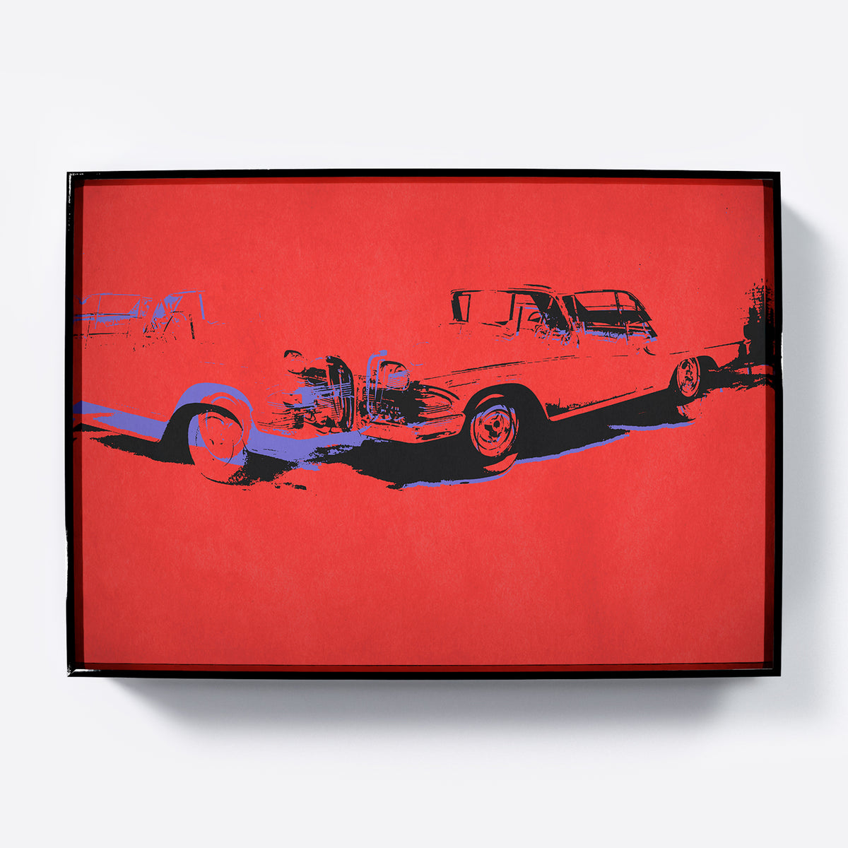 Red car crash pop art art print.