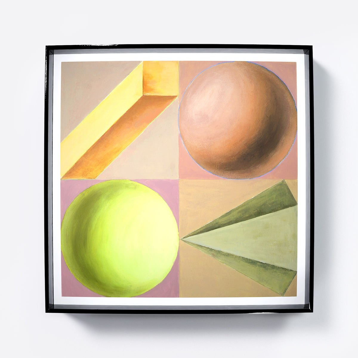 Pastel colors playful geometric shapes art print.