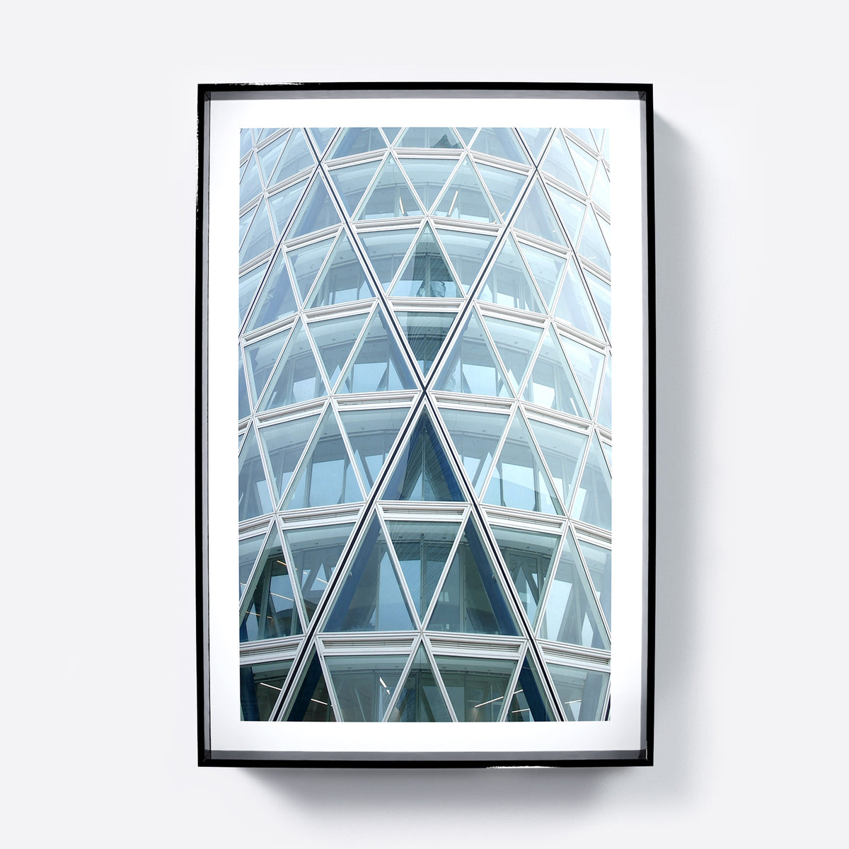 Abstract, geometric, modern architectural corner of Milan, pale blue photography art print.