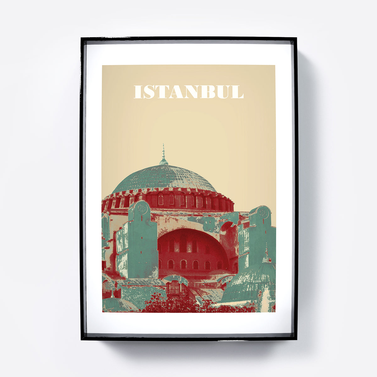 Travel poster Istanbul landmark art print.