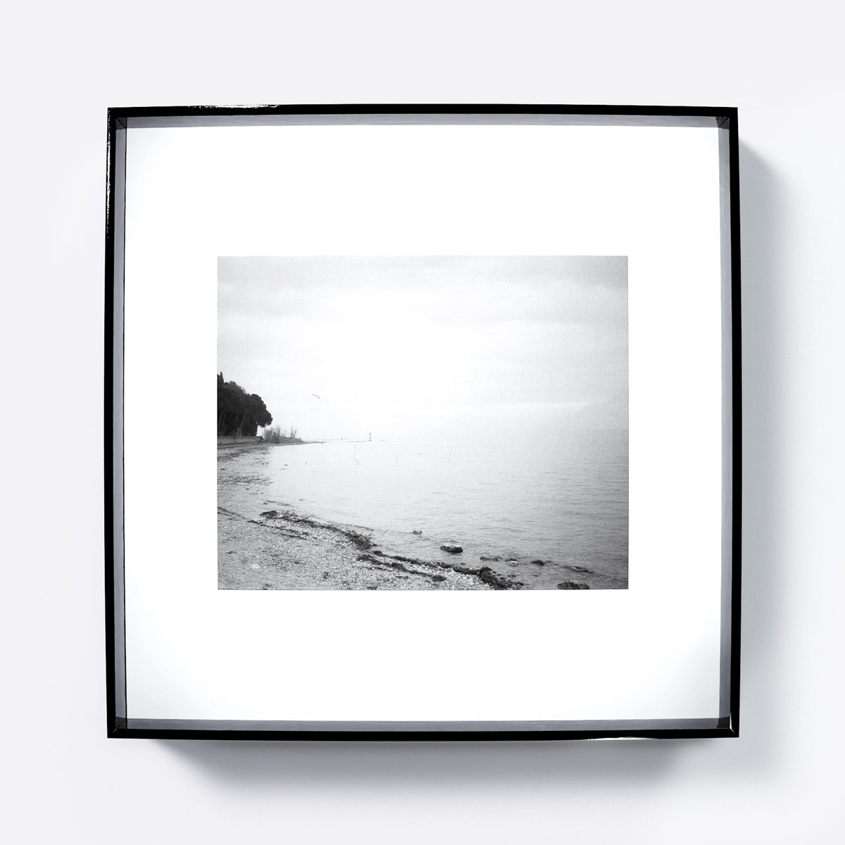 Lake Garda vintage, artistic, landscape photography, black and white art print.