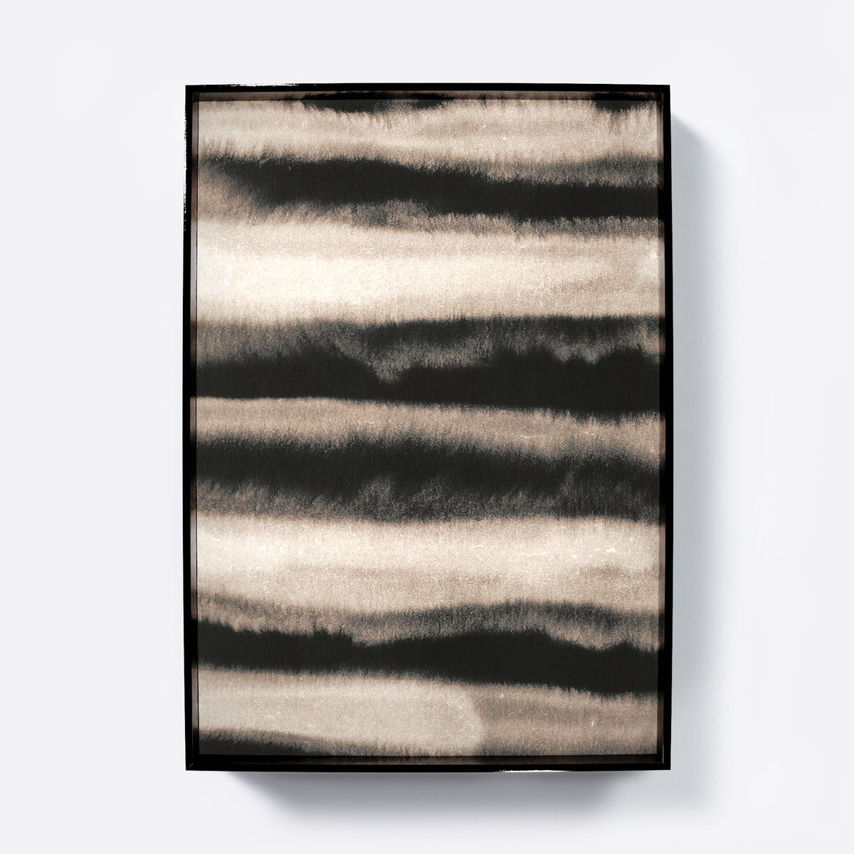 Monochrome watercolor abstract lines art print.