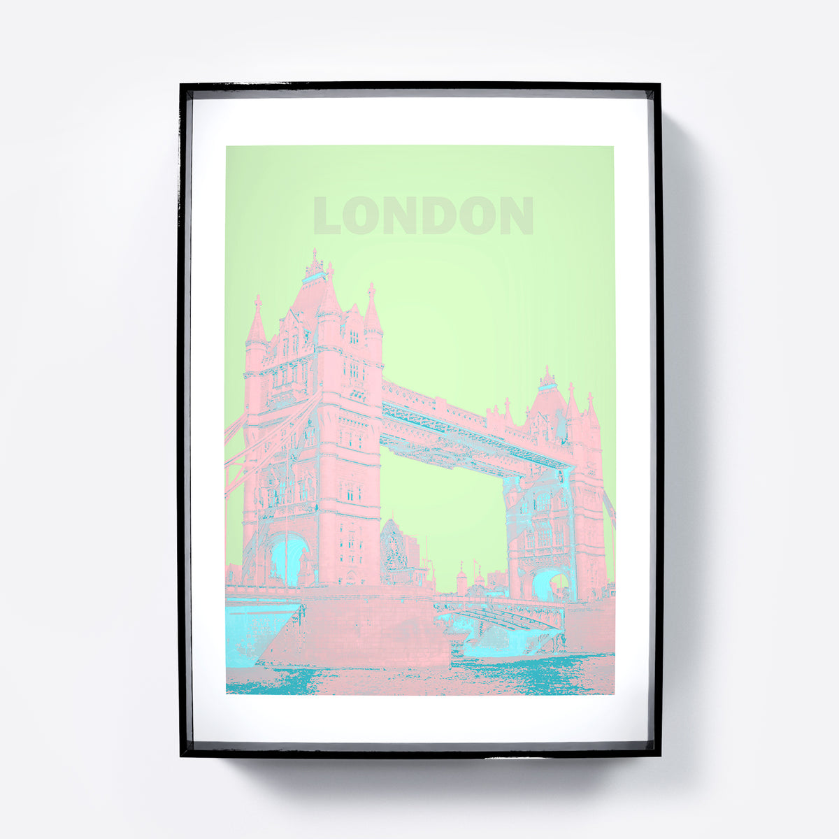 Travel poster London landmark red and green art print.