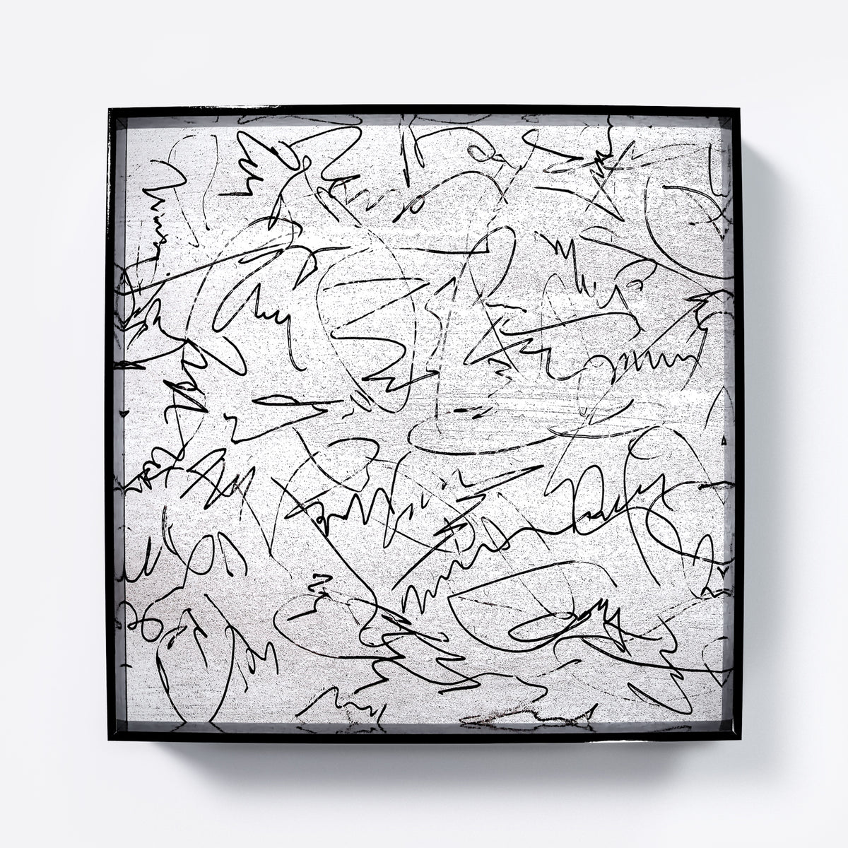 Black and white, abstract lines, contemporary art print.