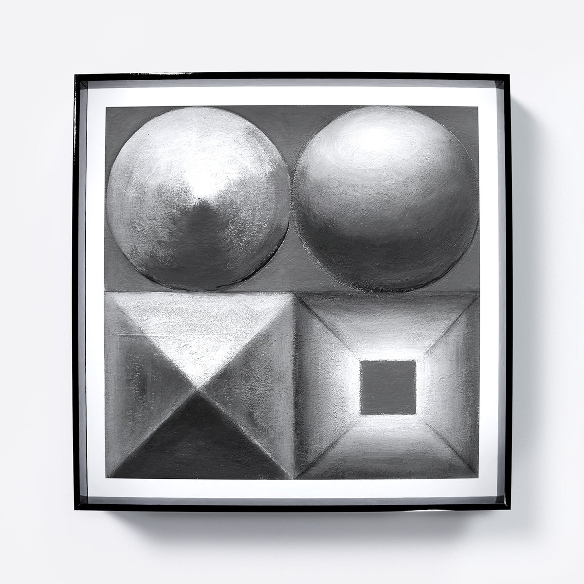 Black and white abstract geometric art print.