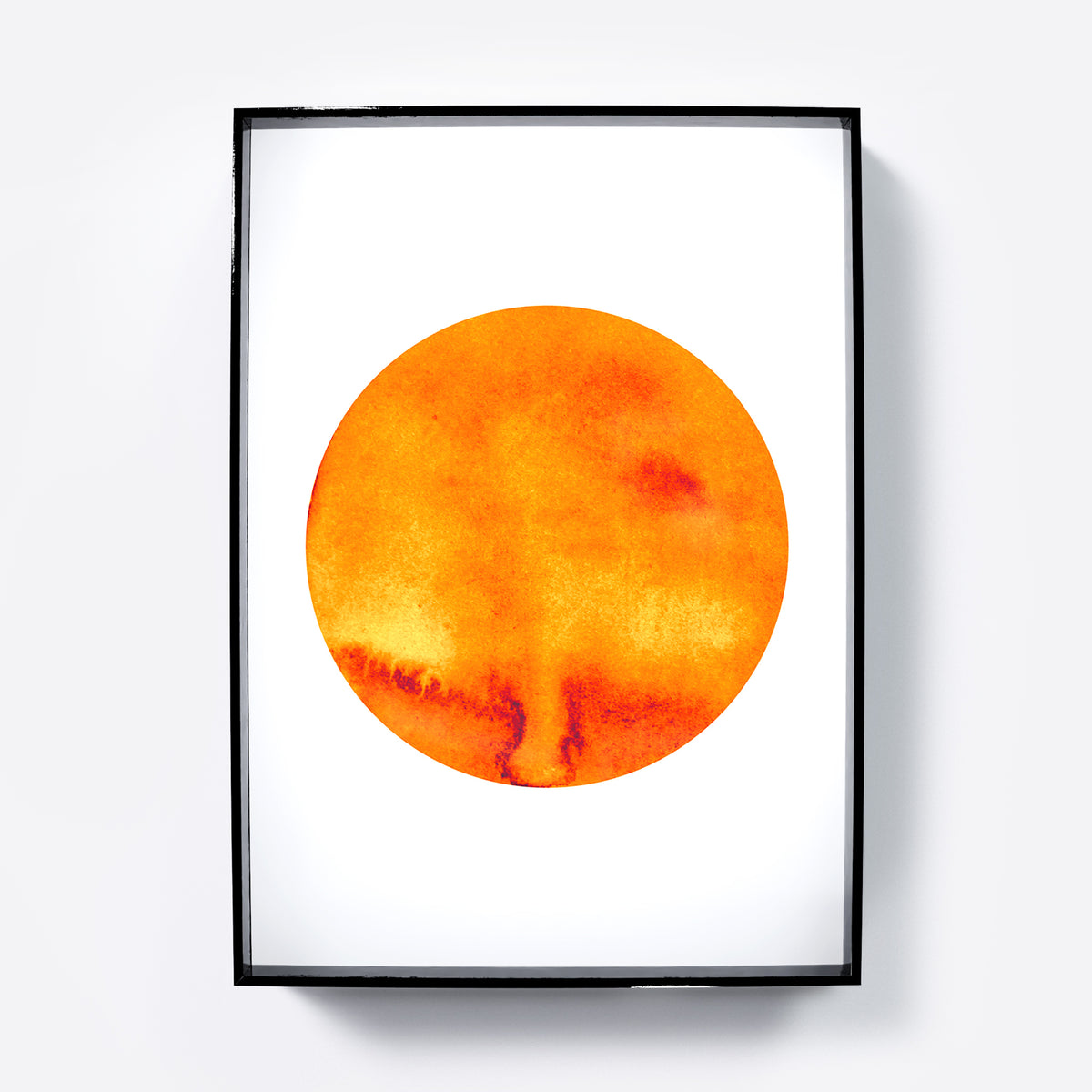 Orange planet minimalist graphic art print.