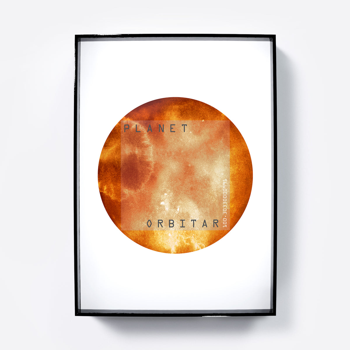 Red planet, minimalist watercolor graphic art print.
